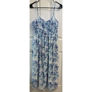 Storia Sleeveless Women's Dress  Blue&White Floral Maxi Renaissance Adj. Strap M